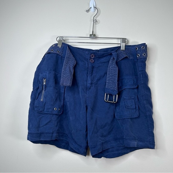 dylan clothing Tencel Cargo Shorts Cuffed and Belted Navy Size 10 - Picture 5 of 9